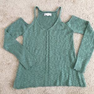 NWOT Light green cold shoulder sweater